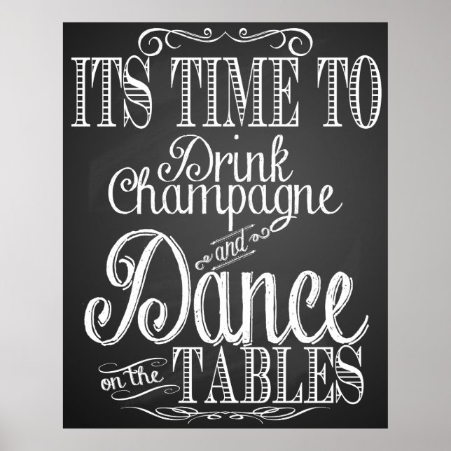 "Its time to drink champagne" Chalkboard Poster (Front)