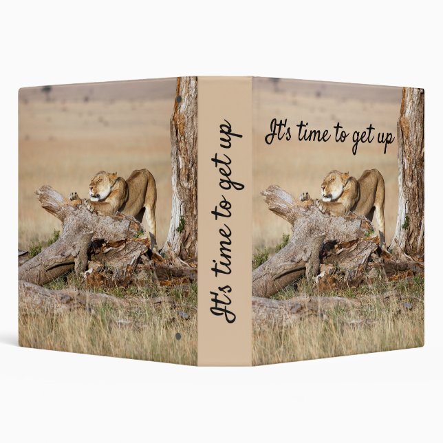 It's time to get up Lion photo with text Binder (Background)