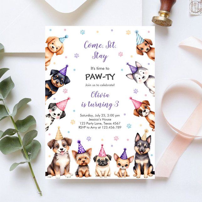 It's Time to Paw-ty Party Animals Kids Birthday In Invitation (Creator Uploaded)