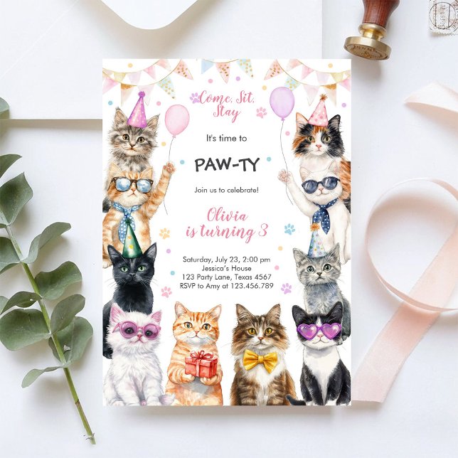 It's Time to Paw-ty Party Animals Kids Birthday Invitation (Creator Uploaded)