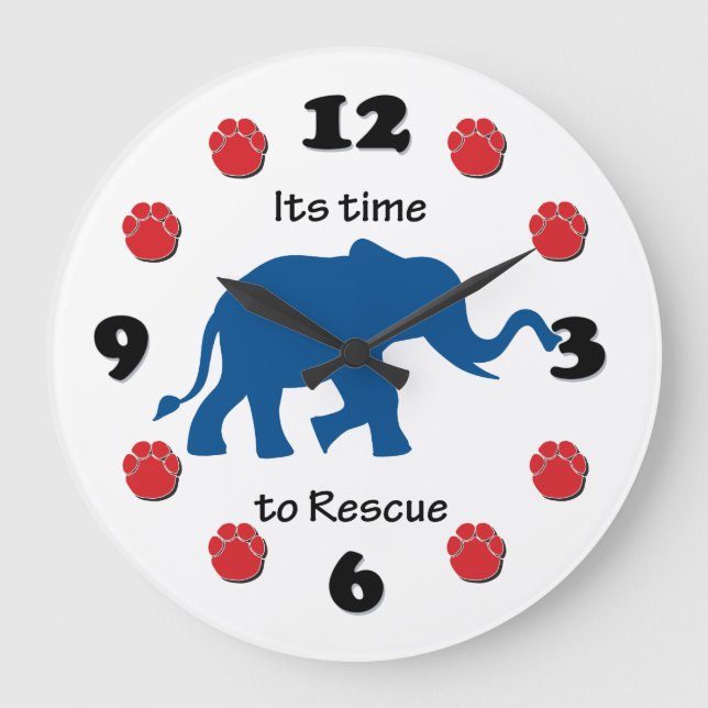 Its Time to Rescue Elephants Large Clock (Front)