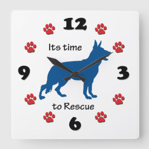 Its Time to Rescue German Shepherds Square Wall Clock