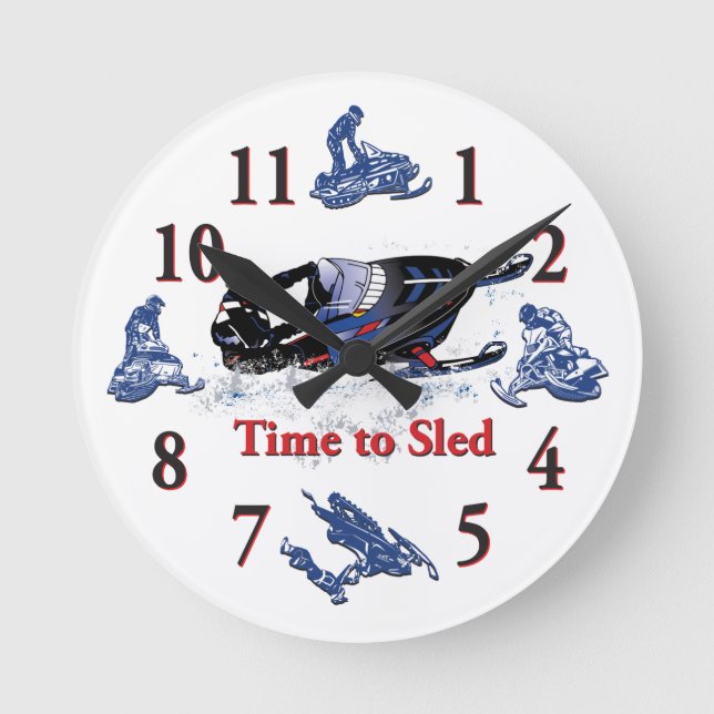 Its Time to Sled - Snowmobile Clock (Front)