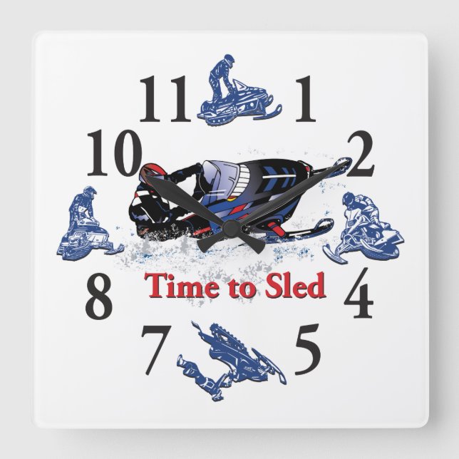 Its Time To Sled Snowmobile Clock (Front)