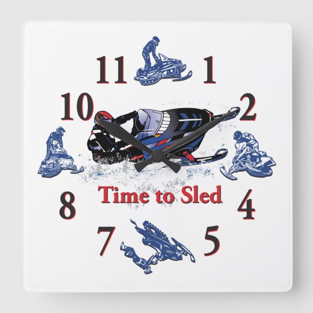 Its Time to Sled - Snowmobile Clock (Front)