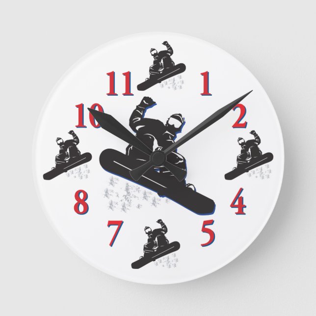 Its Time to Snowboard Round Clock (Front)