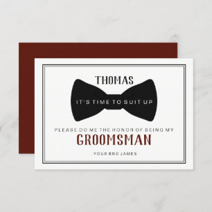 It's Time To Suit Up Groomsman - Black Tie Wine Invitation