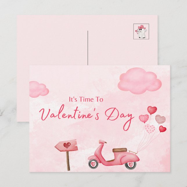 It's time to valentine's day holiday postcard (Front/Back)