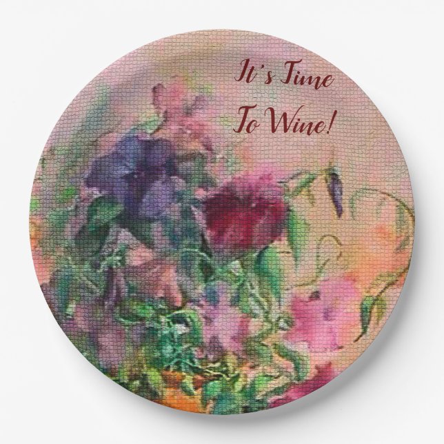 It's Time To Wine Napkins Paper Plate (Front)