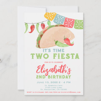 It's Time Two Fiesta 2 Year Old Birthday Invitation