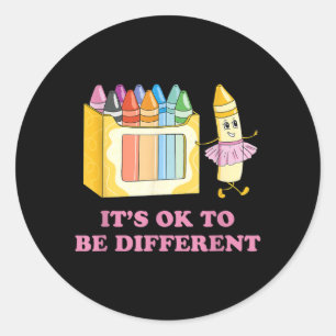 Its To Be Different Crayons Au Awareness Month Classic Round Sticker