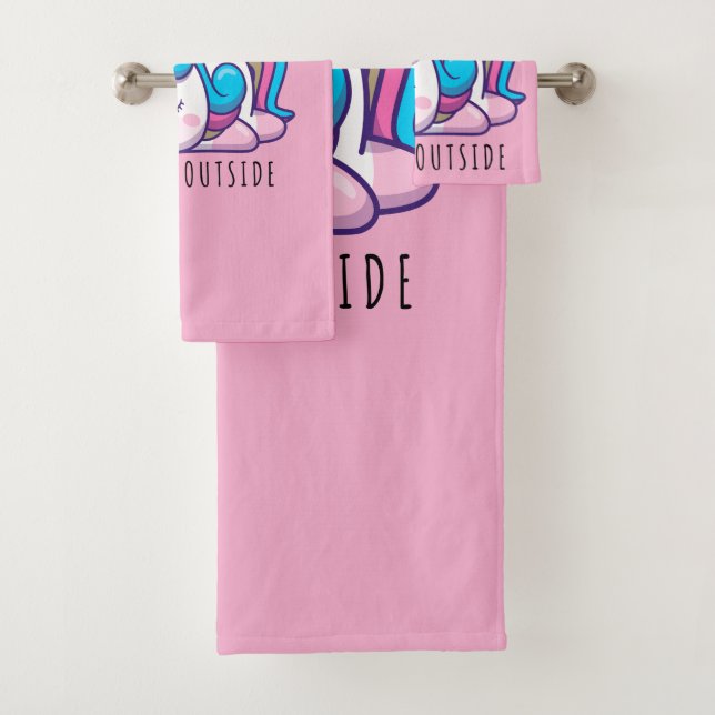 It's Too Peopley Outside Unicorn Introvert Bath Towel Set (Insitu)