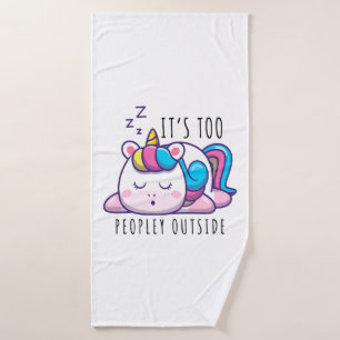 It's Too Peopley Outside Unicorn Introvert Bath Towel Set