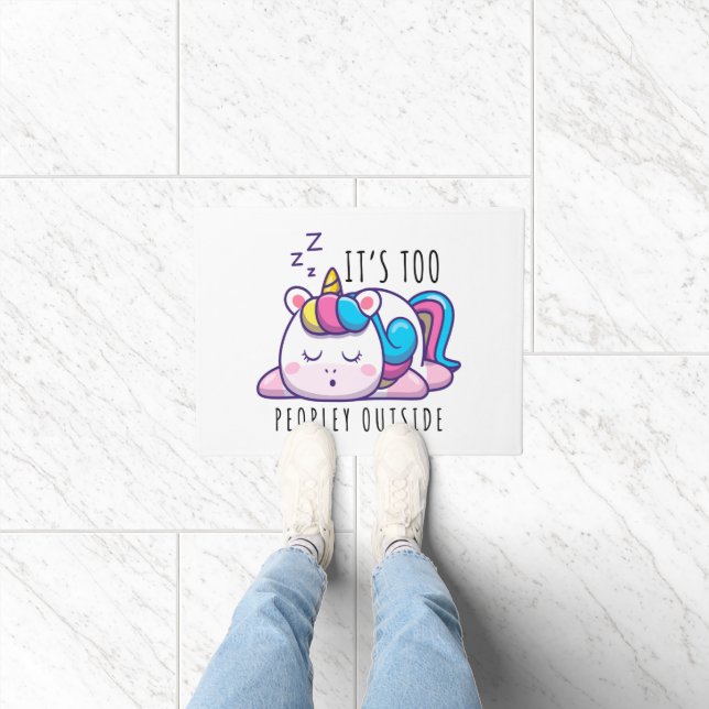It's Too Peopley Outside Unicorn Introvert Doormat (Indoor)