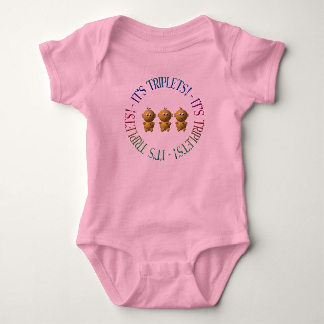 It's triplets! baby bodysuit (Front)