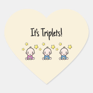 It's Triplets!, Custom Triplet Babies  Heart Sticker