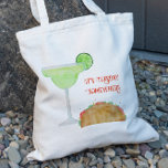 It's Tuesday Somewhere Taco & Margarita Tequila Tote Bag<br><div class="desc">This tote bag features a watercolor painting of a margarita glass and taco. Customize with your information and change any wording to suit your style.</div>