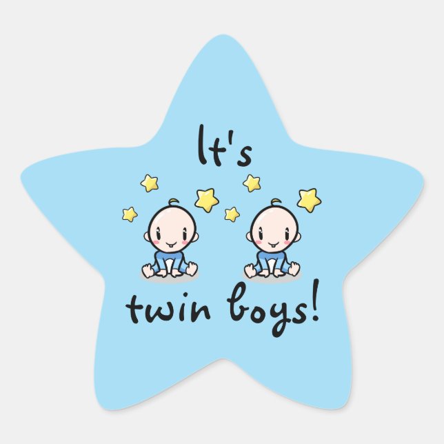 It's twin boys!, baby boys, star-shaped stickers (Front)