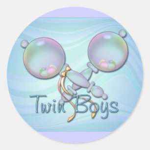 IT'S TWIN BOYS BABY RATTLE by SHARON SHARPE Classic Round Sticker