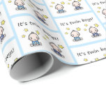 It's twin boys gift wrap, baby shower gift wrap<br><div class="desc">Wrap that baby twins gift in style! 
"It's twin boys" baby gift wrapping paper,  customized for newborn baby boy twins,  add that personal touch to your baby shower gift. 
For twin baby gifts and twin baby shower gifts alike. 
Gifted and showered with love!</div>