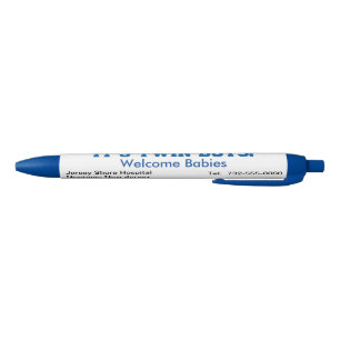 It's Twin Boys Welcome Announcement Hospital Name Blue Ink Pen