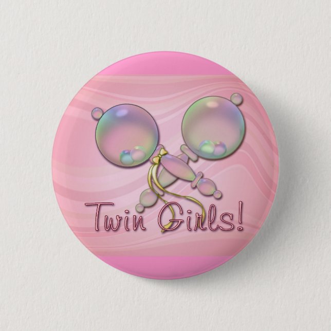 IT'S TWIN GIRLS BABY RATTLE by SHARON SHARPE 2 Inch Round Button (Front)