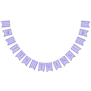 It's Twins! Baby Elephant Flowers Purple Theme Bunting Flags