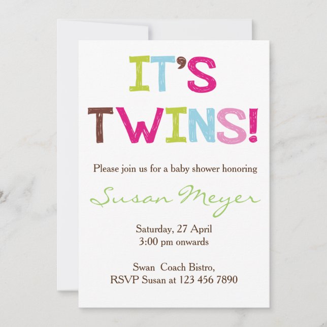 It's twins! Baby Shower Invitation (Front)