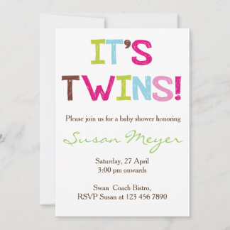 It's twins! Baby Shower Invitation