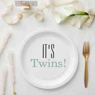 It's Twins! Baby Shower Party Paper Plates