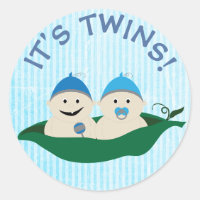 Its Twins! Blue Boys in Peapod Sticker