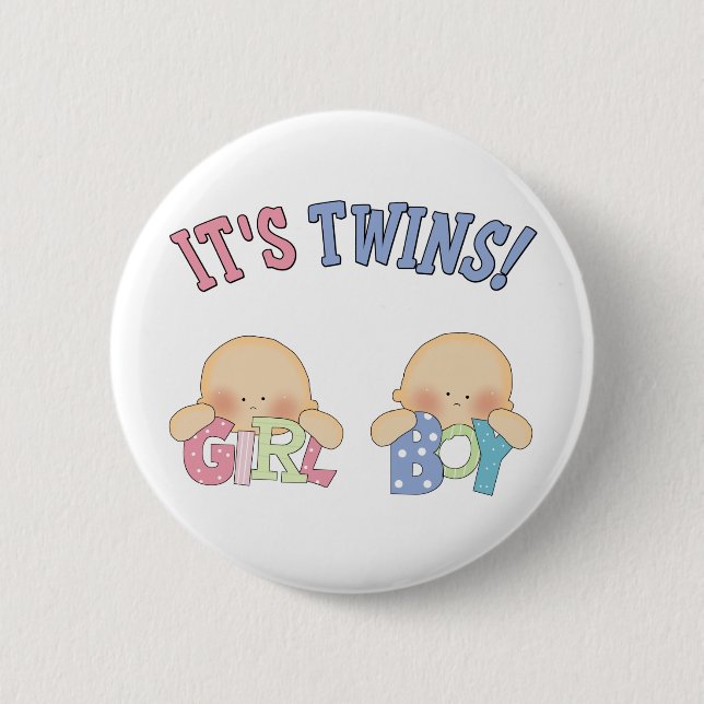 ITS TWINS (Boy Girl) 2 Inch Round Button (Front)