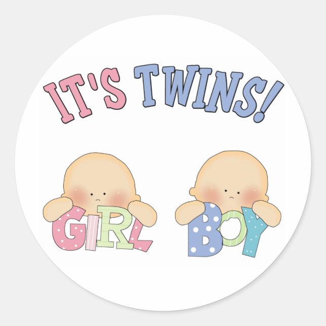 ITS TWINS (Boy Girl) Classic Round Sticker (Front)