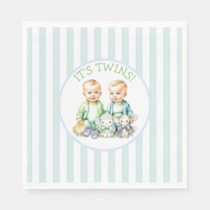 It's Twins! Cute boy twins Baby Shower Napkin