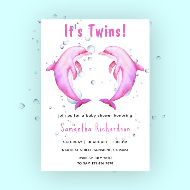 It's Twins Dolphins Under the Sea Baby Shower Invitation (Creator Uploaded)