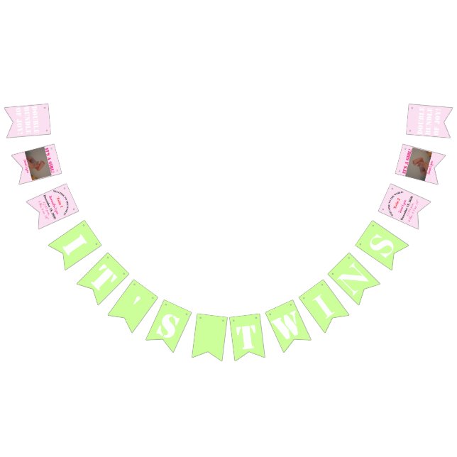 It's Twins Girl's Bunting Banner (All)