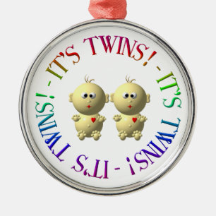 It's twins! metal ornament