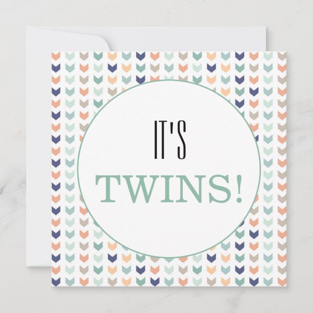 It's Twins Modern Geometric Twins Baby Shower   Invitation (Front)