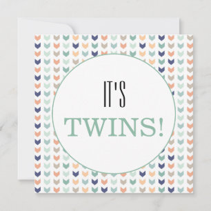 It's Twins Modern Geometric Twins Baby Shower   Invitation