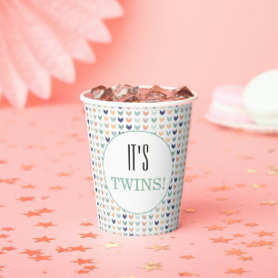 It's Twins   Modern Geometric Twins Baby Shower  Paper Cups