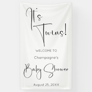 It's Twins Modern Script Baby Shower Banner