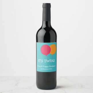 It's Twins Modern Whimsical Wine Label