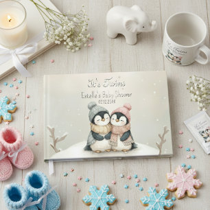 Its Twins Winter Wonderland Penguin Baby Shower  Guest Book