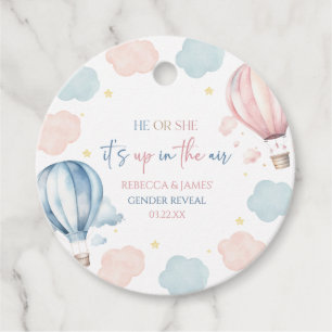 It's Up In The Air Hot Air Balloon Gender Reveal Favour Tags