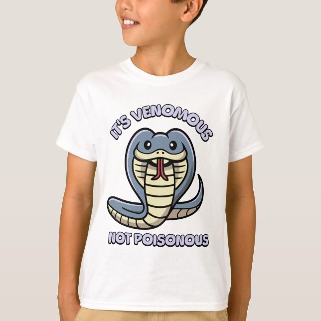 It's Venomous Not Poisonous! Cute Snake Cartoon T-Shirt (Front)