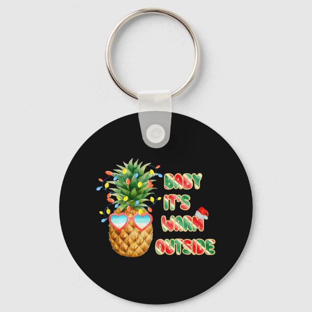 Its Warm Outside Funny Santa Christmas In July Fun Keychain (Front)