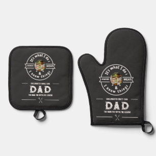 It's What I Do I Smoke Meat Funny Dad Photo Oven Mitt & Pot Holder Set