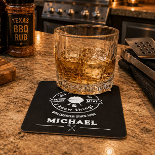 It's What I Do I Smoke Meat & I Know Things Funny Square Paper Coaster