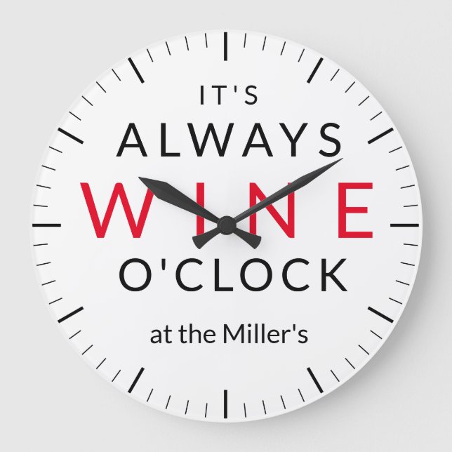 It's Wine o'clock bar clock (Front)