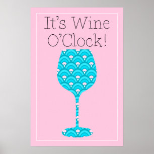 It's Wine O'Clock Humourous Mod print wine poster